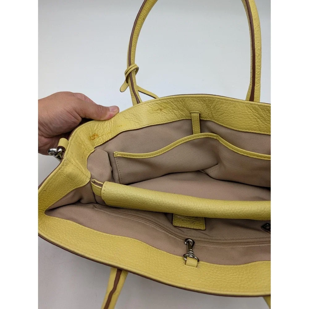 Lauren Ralph Lauren Satchel Bag Womens Medium Yellow Leather Shoulder Purse